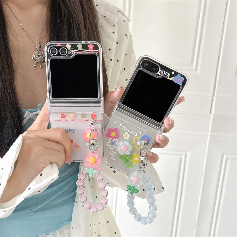 

Creative 3D Flowers Phone Case for Samsung Galaxy Z Flip 6 5 4 3 Protective Back Cover for ZFlip4 ZFlip5 ZFlip6 Case Shell