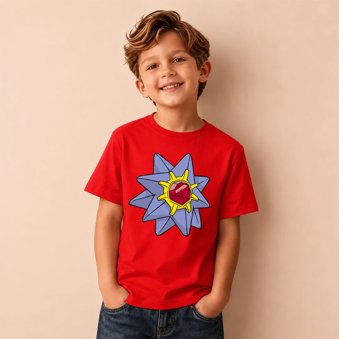 Kids T-shirt Pokemon Starmie Print Short Sleeve Tee Boys Girls Casual Tops Birthday Gift