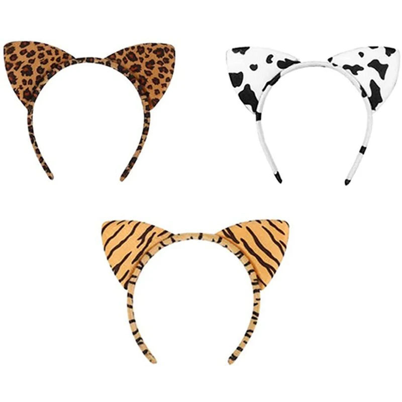 1Pcs Cartoon Giraffe Tiger Hairband Child Adult Animals Ears Headband Cosplay Costume Hair Band Birthday Party Prop Decoration