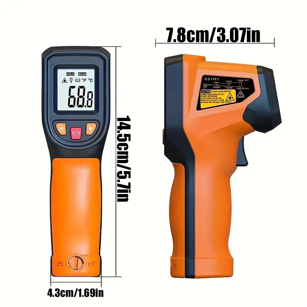 1PC Infrared Thermometer Temperature Gun, Non Contact IR Digital Food Temperature ‑50~400℃ Laser Target Indicator with Backlit