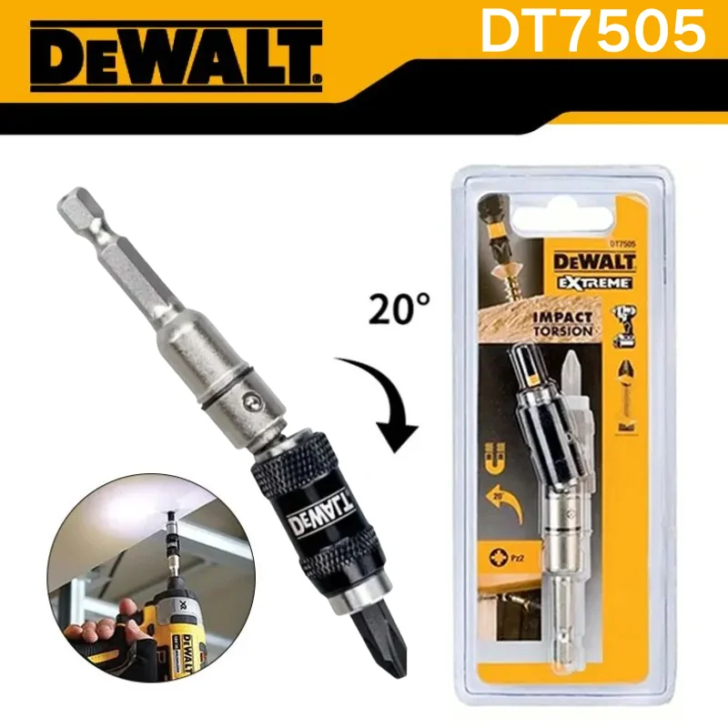 

DEWALT DT7505-QZ Drill Bit Holder Magnetic Swiveling Bit Tip Holder Extension Pivot 1/4 Inch Hex Quick Release Pivoting Screwd
