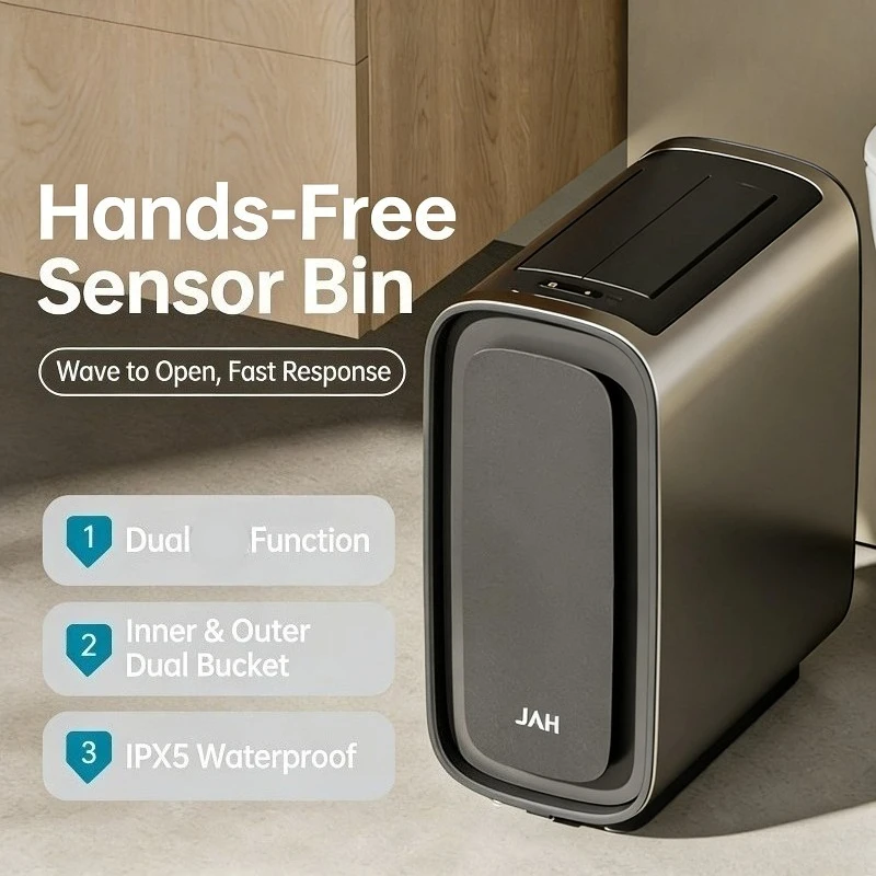 

Умное автоматическое мусорное ведро с датчиком, узкое, на высоких ножках, с крышкой, из нержавеющей стали, для кухни