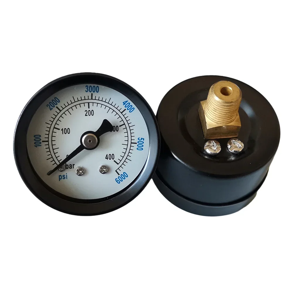 1/8'' NPT Thread 400 Bar 6000PSI Manometer For Air Gas 40mm High Pressure HPA Gauge Rear Back