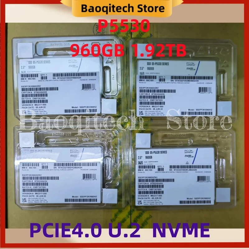 SSD P5530 960G 1.92T U.2 NVME 2.5 PCIE4.0X4  Enterprise Solid State Drive pcie 4.0 u. 2 server For Intel