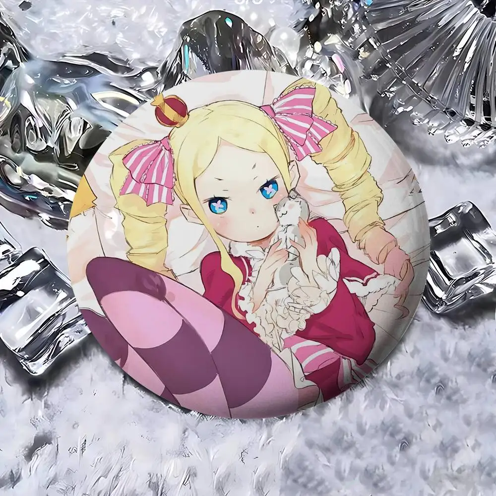 Cute Beatrice Kawaii Re Zero Exquisite Tinplate Brooches Sleek Badge Lapel Pins For Bag Accessories Practical Souvenir Gifts