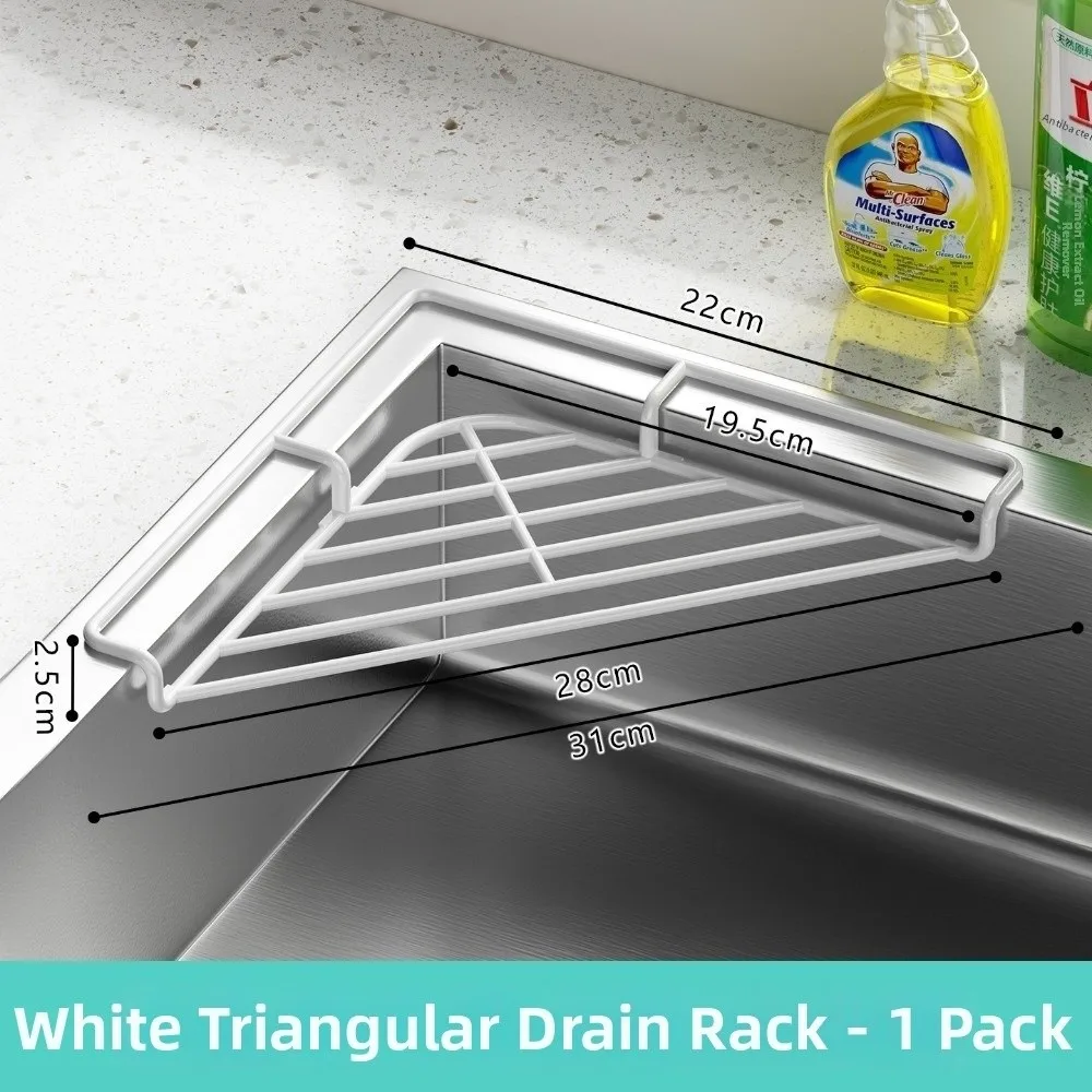 New Triangular Structure Sink Corner Rack Drainage Space Saving Sponge Holder Dishcloth Rack Sponge Storage