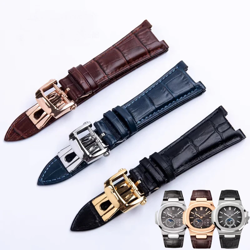 Watch Bands For Patek Philippe Nautilus Series 5711 5712 5980 Genuine Leather Cowhide Waterproof Watch Strap 25mm
