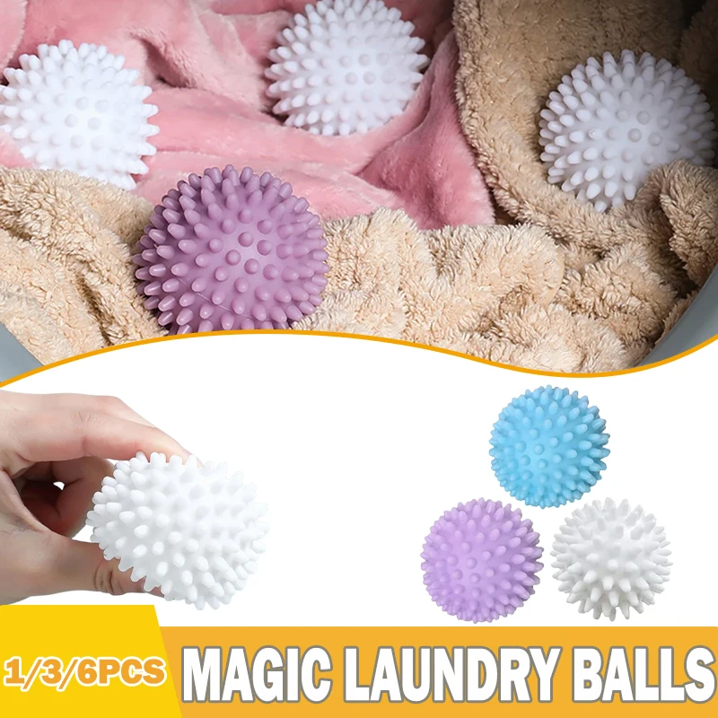 1/3/6pcs Household Cleaning Laundry Balls Reusable PVC Solid Cleaning Balls Washing Machine Accessories Clothes Softener Balls