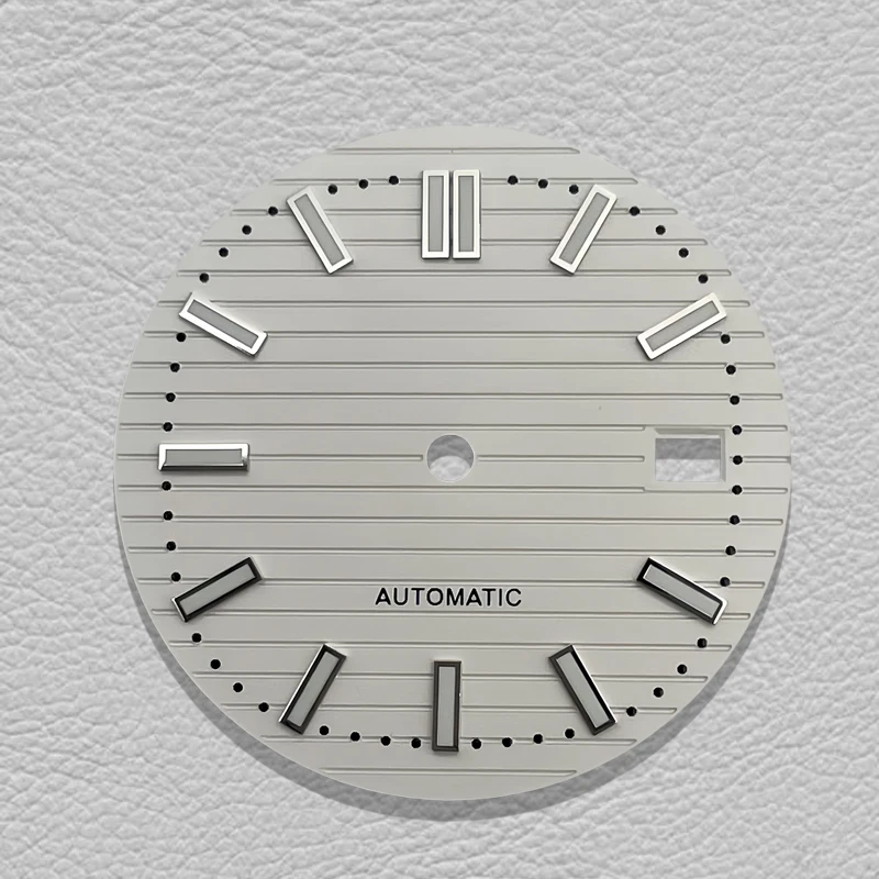 NH35 dial, 30.5mm Nautilus dial, S logo, green luminous, suitable for NH35/NH36 movements, watch dial modification accessory.
