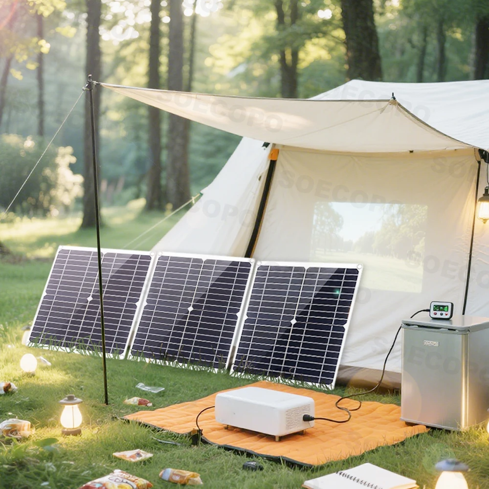 SOECOPO 900W (Free 100A Controller) Portable Solar Panel Kit - 3*300W Panels Dual USB 5V Camping Equipment Power Supply - Image 3