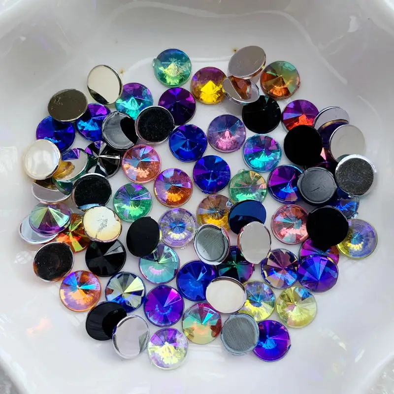 3D Nail Rhinestone Colorful Manicure Round Flat Bottom Shiny Nail Stones Clear Nail Art Decoration 6mm 13Colors 360pcs -B78