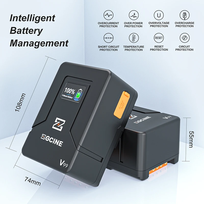 Zgcine ZG-V99 V-Mount аккумулятор 99 Вт·ч 14,8 В 6800 мА·ч внешний аккумулятор быстрая зарядка для видеокамеры, кинокамеры, вещательного светодиодного освещения