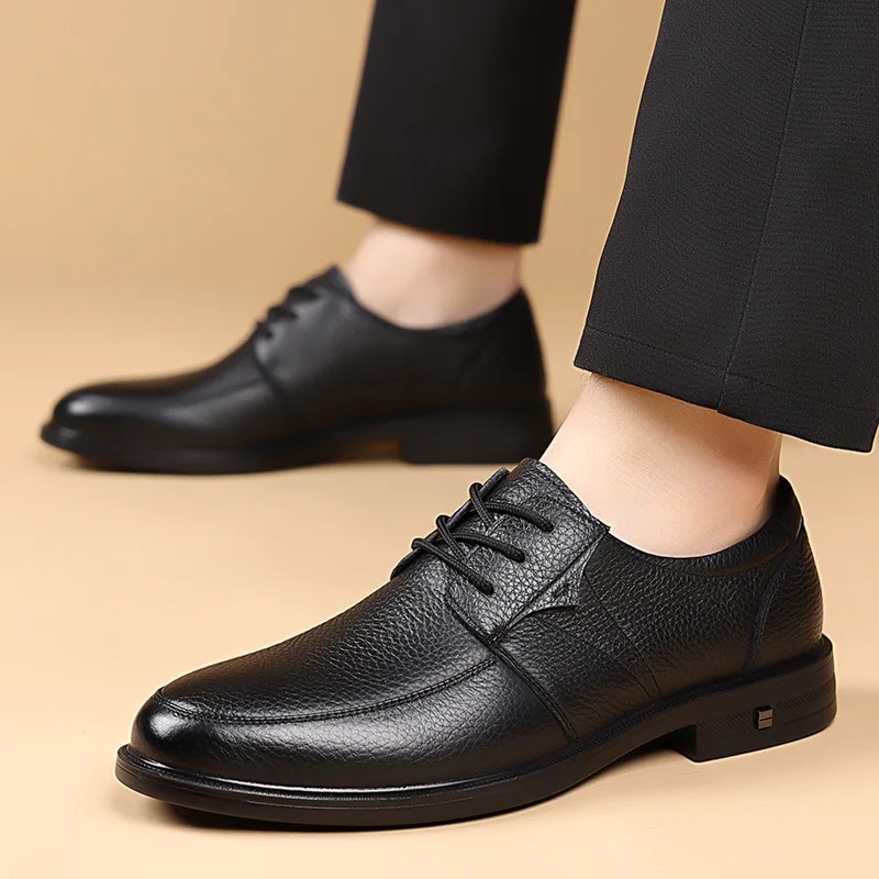 Men's business leather shoes, top-grain cowhide men's casual shoes, soft-soled comfortable and fashionable dress shoes