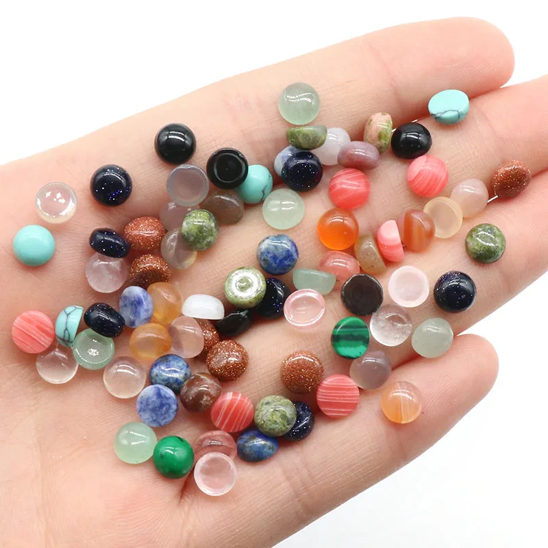 Natural Stone Crystal Agate Holeless Cabochon Beads Ring DIY Jewelry Making Necklace Earring Ring Bracelet Accessories Gift 6MM