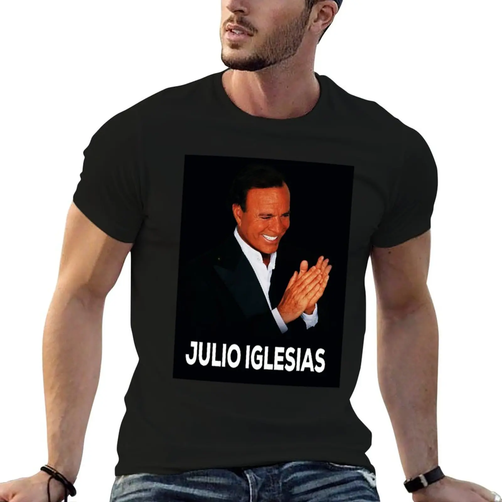 

Best art Julio Iglesias music band T-Shirt heavyweights blacks mens plain t shirts