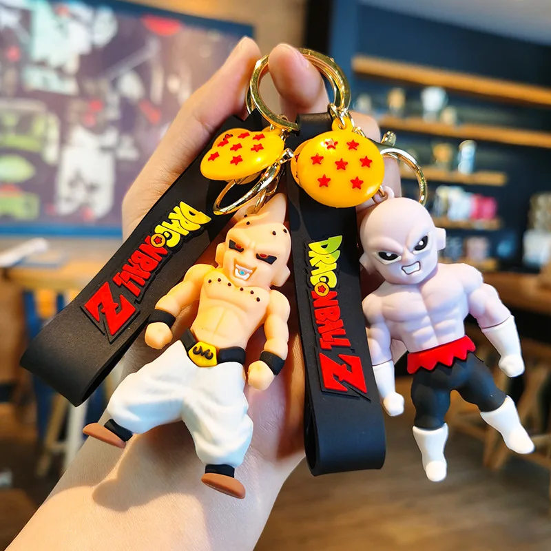 8CM Anime Dragon Ball Keychain Fashion Jewelry Son Goku Vegeta Piccolo Action Figures PVC Key Ring for Men Women Bag Pendant