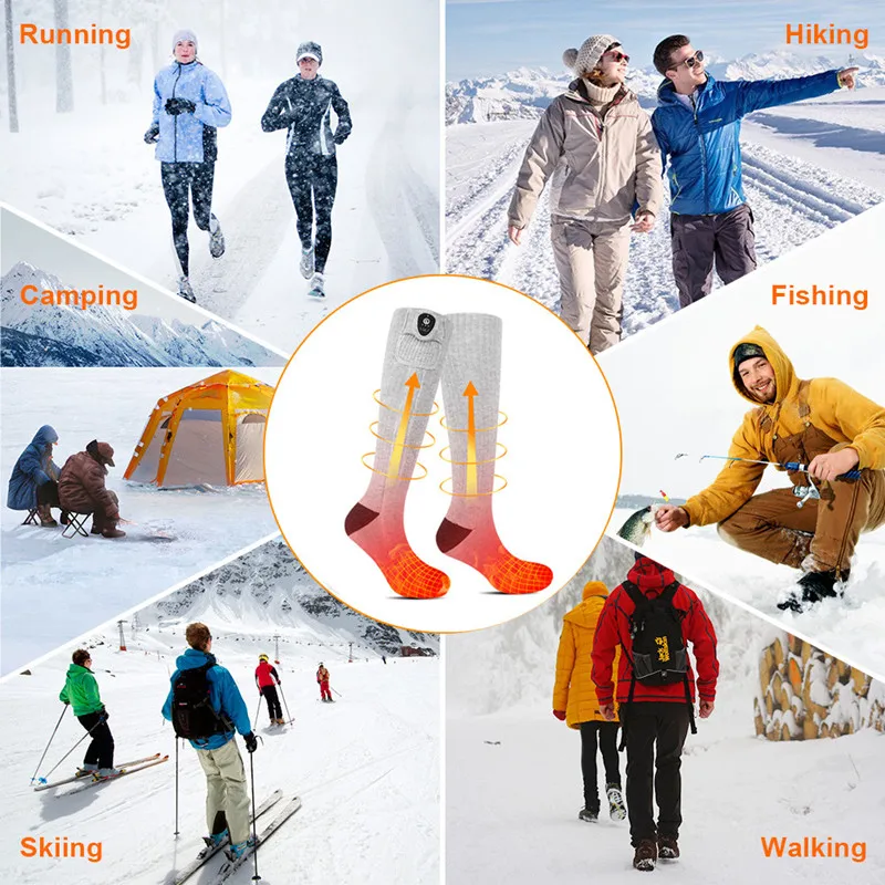 Winter Electric Heated Socks for Men Women with APP Control Rechargeable Heated Socks with Battery Ski Socks Sports Foot Warmer