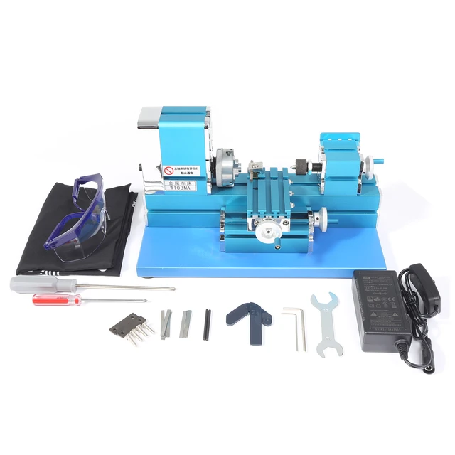 Uniwersalna mini tokarka metalowa zmotoryzowana obróbka metali DIY narzędzie CNC do obróbki drewna do edukacji Modelmaking 20000 obr./min (tokarka 36 W)
