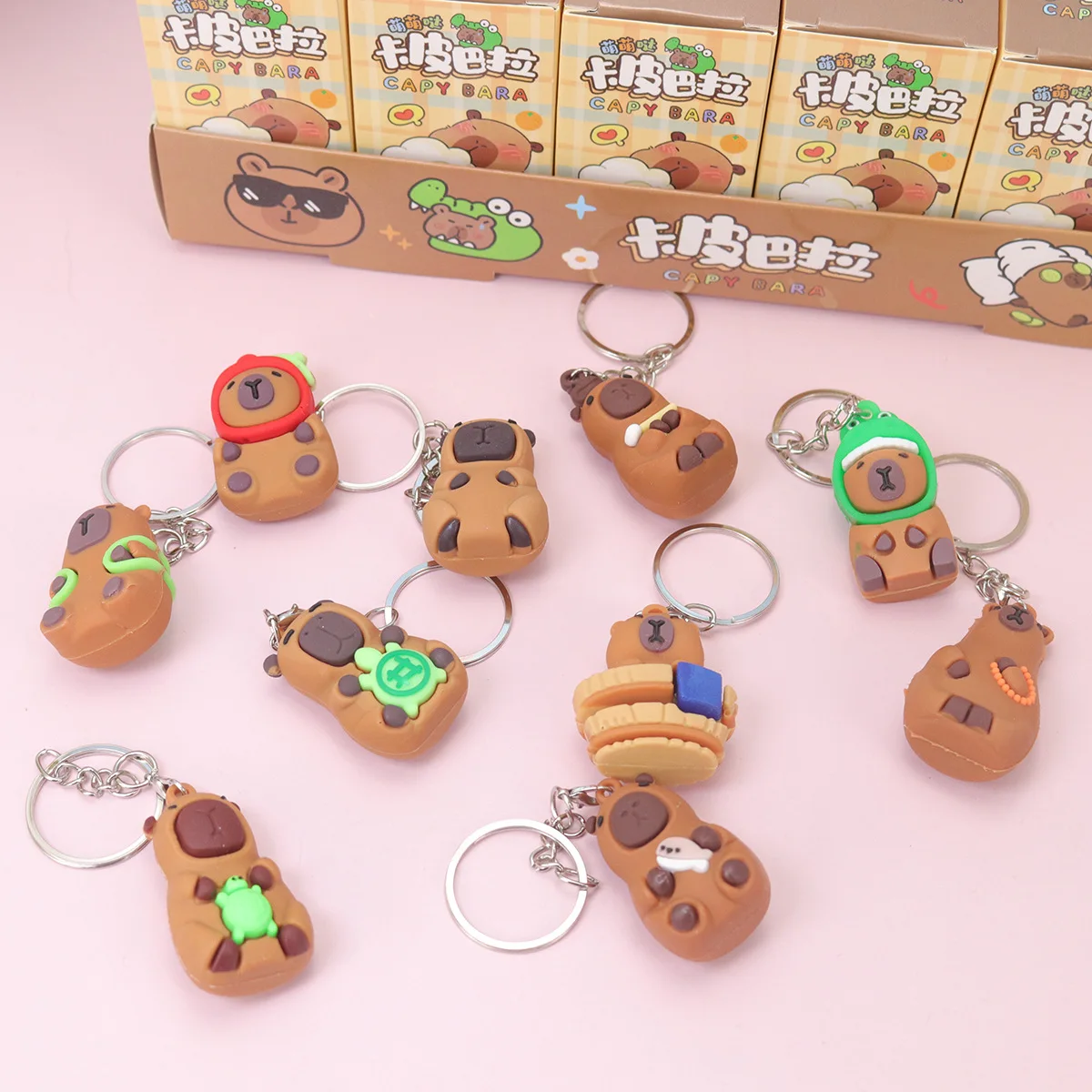 In Stock 24pcs Capybara Blind Box Keychain Cute Snot Bear Figure Mystery Box Doll Pendant Wholesale Bag Backpack Decorations - view 4