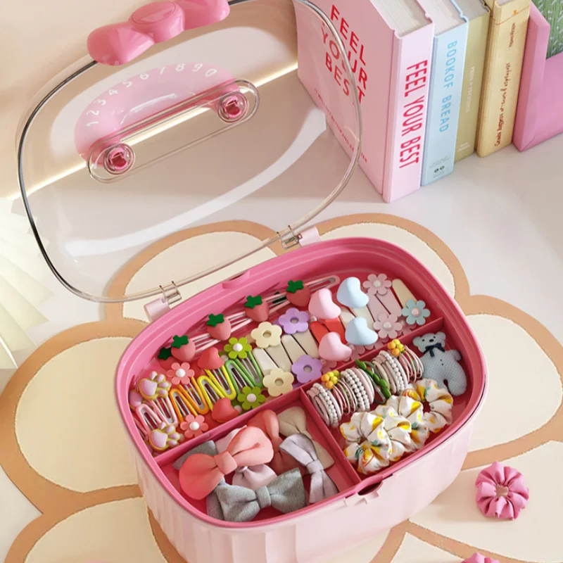 Hair Accessories Storage Box, Portable Makeup Organizer for Hair Clips, Hair Ties, Earrings, Bracelets, Necklaces