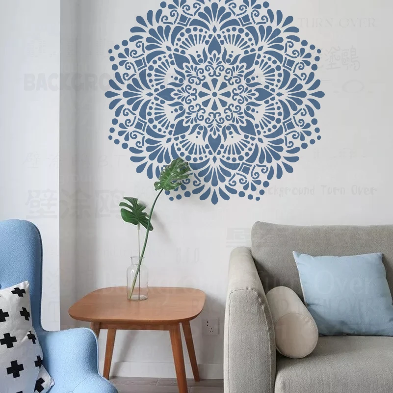 50cm - 90cm Stencil For Painting Wall Decor Plaster Template Furniture Makers To Paint Decorative Mandala Big Round Flower S498