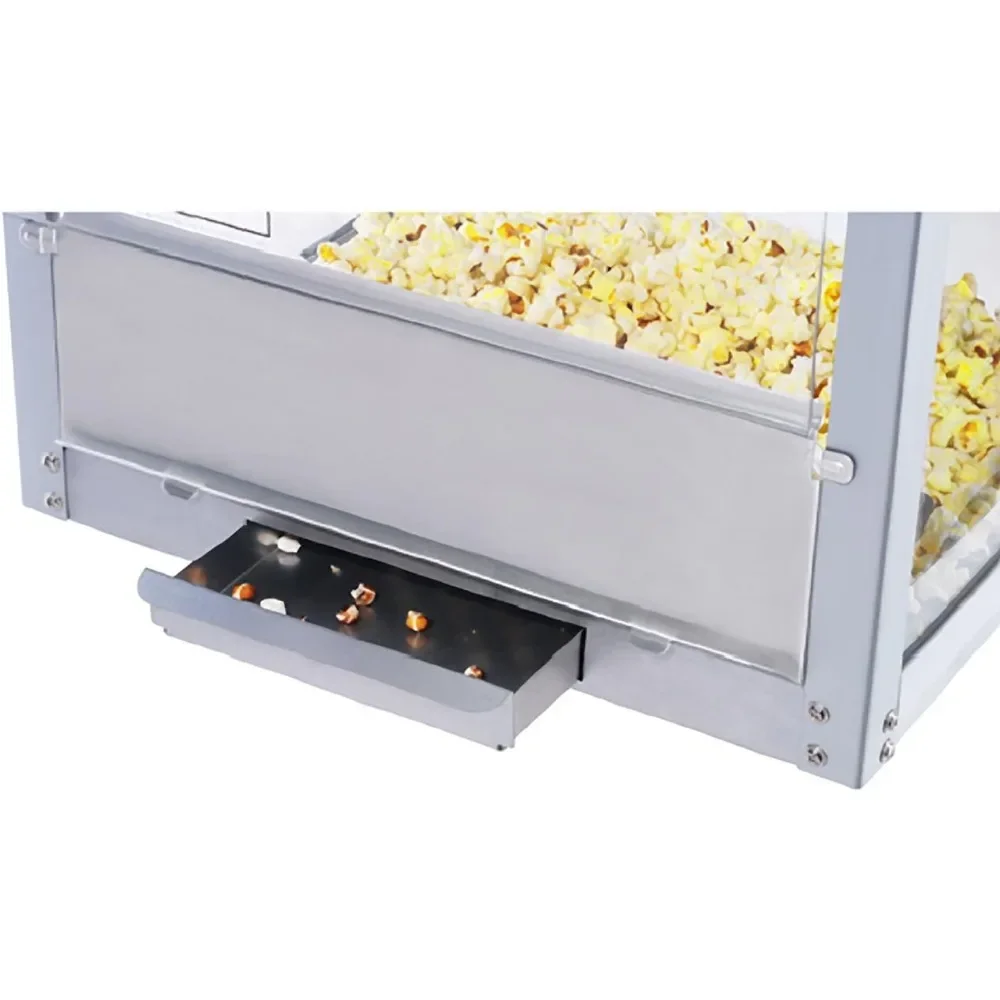 Máquina de palomitas de maíz, Popper de 8oz con hervidor de acero inoxidable, bandeja de núcleo de rechazo, luz de calentamiento y accesorios