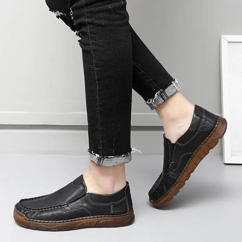 Loafers Men's Shoes Famous Brand Wedding Four Seasons Breathable Leather Casual Shoes Men's Moccasins