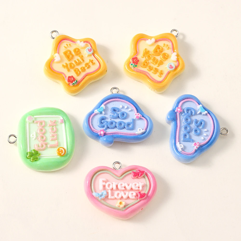 10 Stück 27 mm Harz niedliche Kawaii Cartoon Herz Stern Wolke Charms für DIY Schmuck Zubehör handgemachte Ohrringe Halskette Anhänger