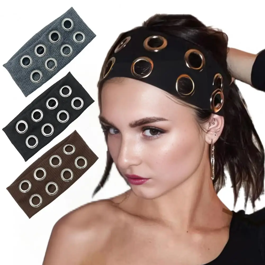 

Women Hair Band Hollow Design Metal Elements Soft Breathable Hair Rope Sports Yoga Party Women Headband Hair Accessories