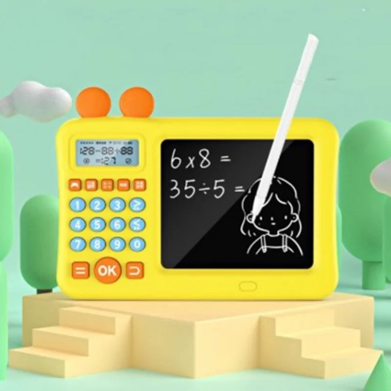 Kinderrekenmachine met notitieblok Optellen Aftrekken Vermenigvuldigen Delen Wiskundeleermachine met WordPad