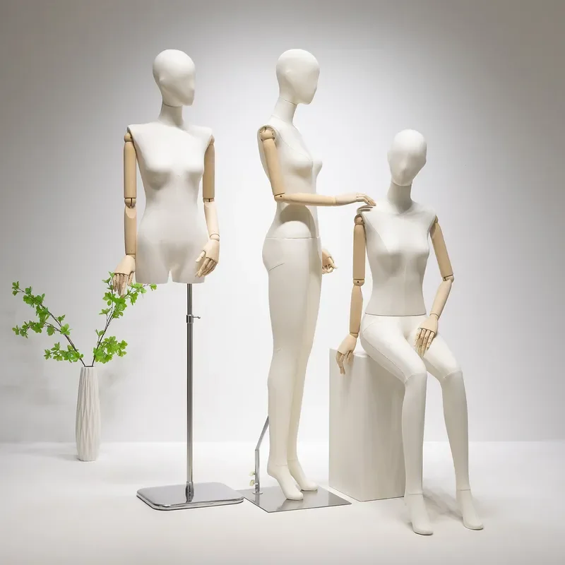 for High-end Clothing Store Model Props Women Full Body Window Display Human Body Flat Shoulder Pendant Hand Display Rack