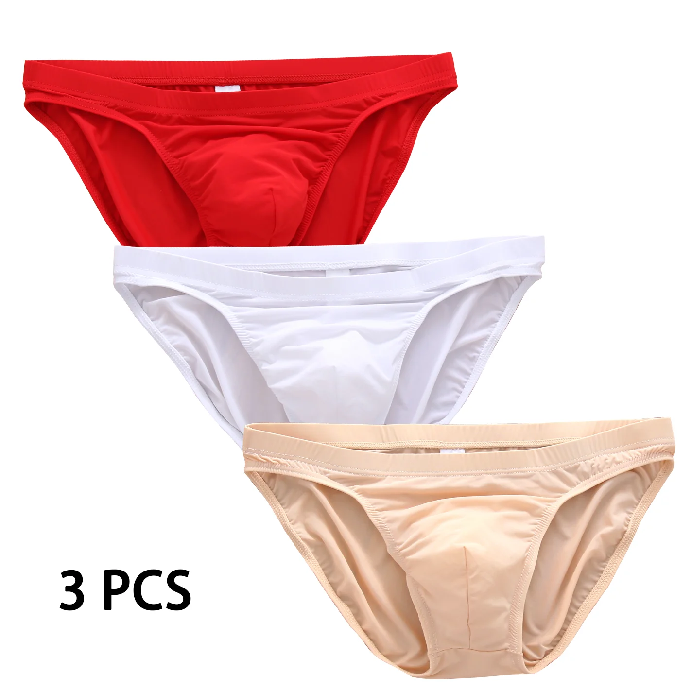 3 Pcs Mens Underwear Men\'s Quick Dry Performance Low Rise Briefs boys Super thin sexy translucent Ice silk summer breathable