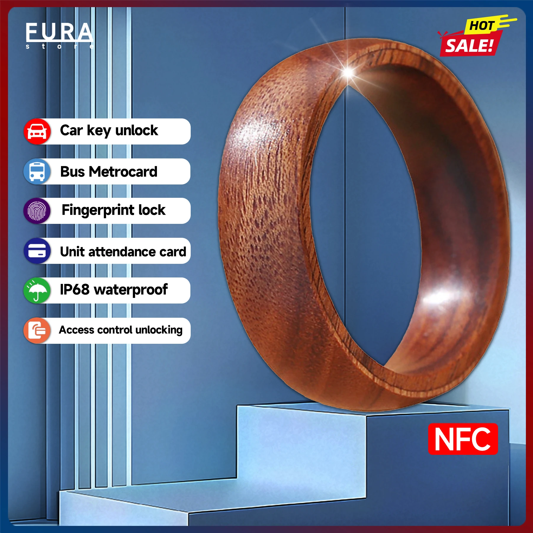 

2025 new Ironwood CUID smart ring NFC access control attendance sensor card can clone the RFID/IC multi-function smart ring