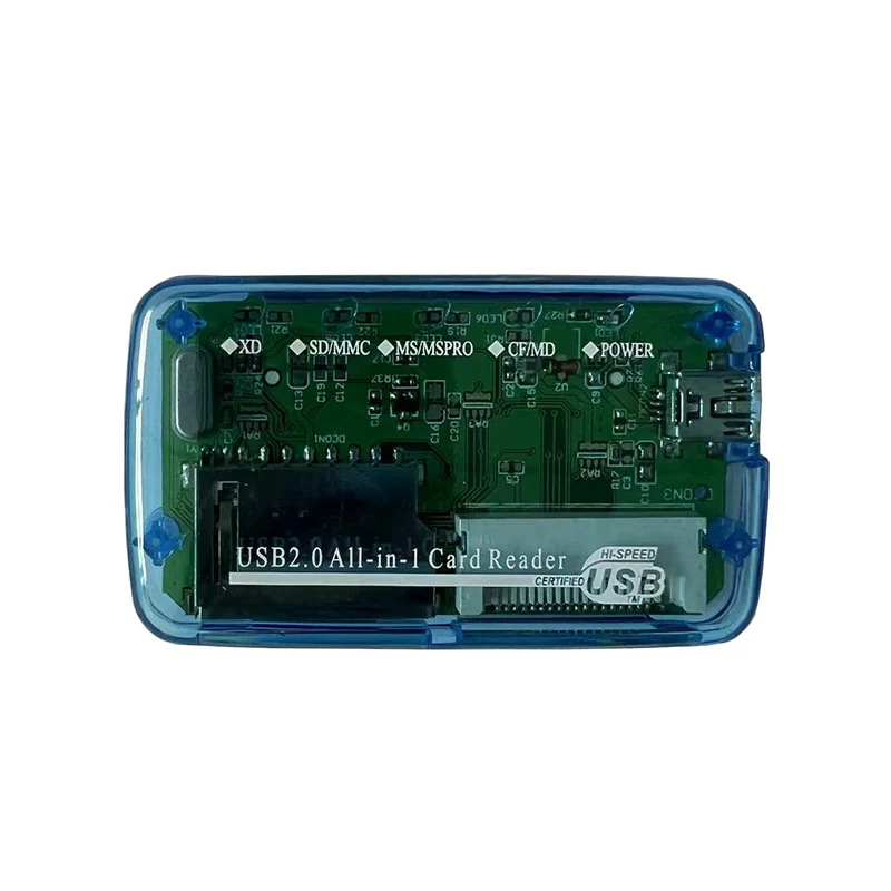USB 2.0 Card Reader Dongle CF MS TF M2 XD SD Memory Card Writer 480Mbps View Data Transfer Adapter Plug Play Transparent Reader