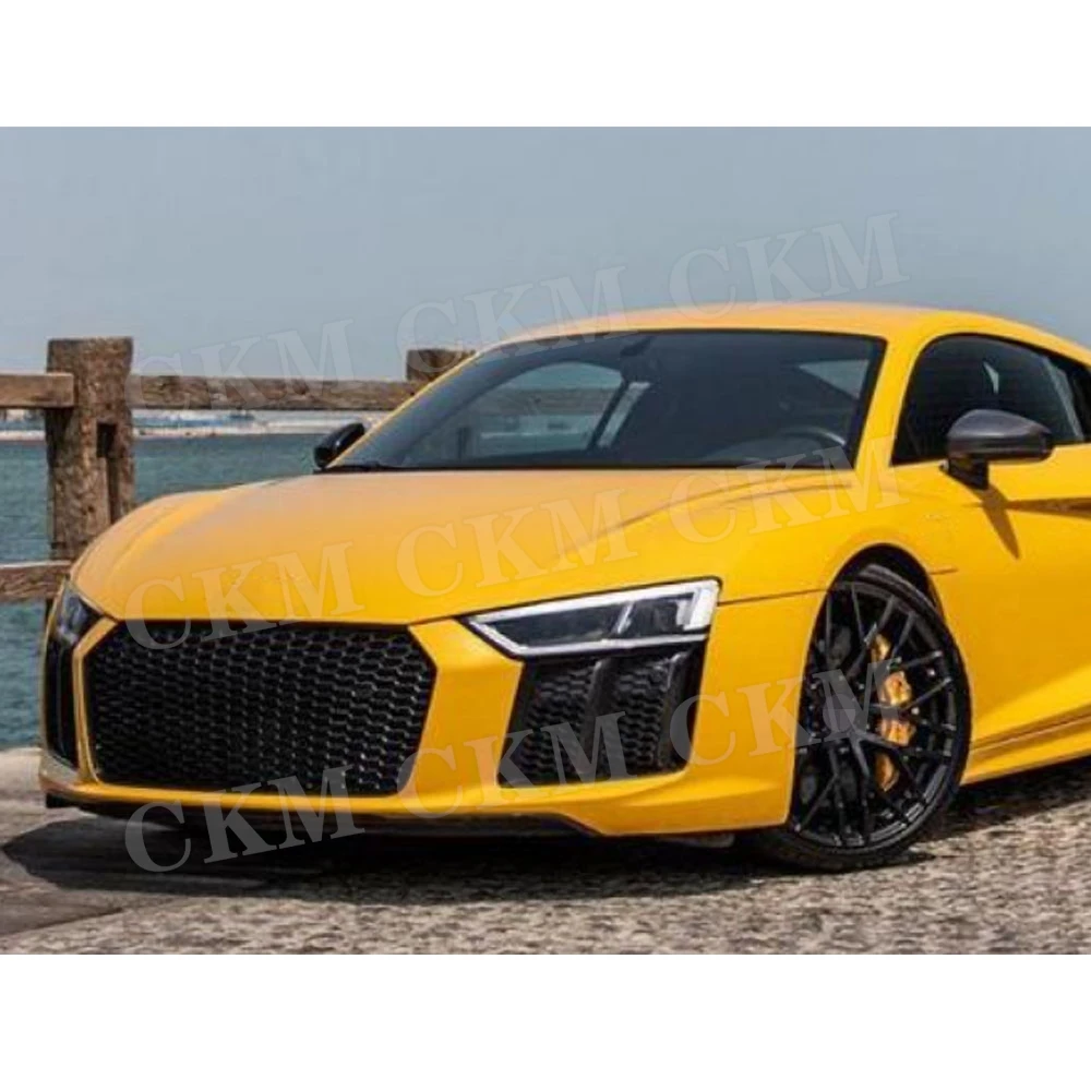 ألياف الكربون الجبهة حافة مصد السيارة المفسد الذقن الخائن لأودي R8 V8 V10 2017-2020 سيارة FRP الجسم أطقم اكسسوارات #6