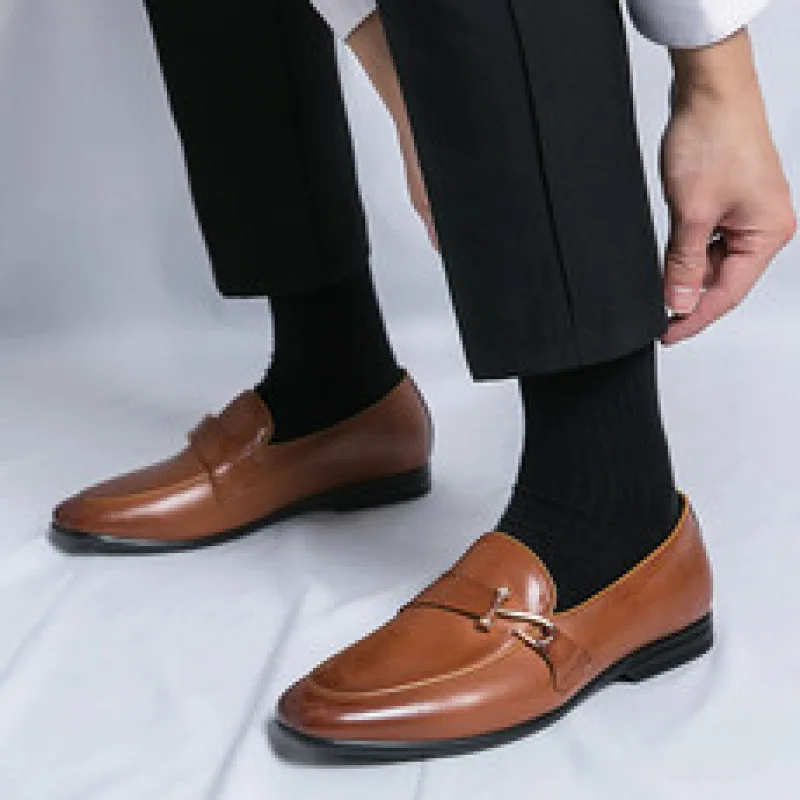 Mocasines elegantes con ganancia de altura para hombre, zapatos de vestir italianos para fiesta, zapatos de cuero para trabajo