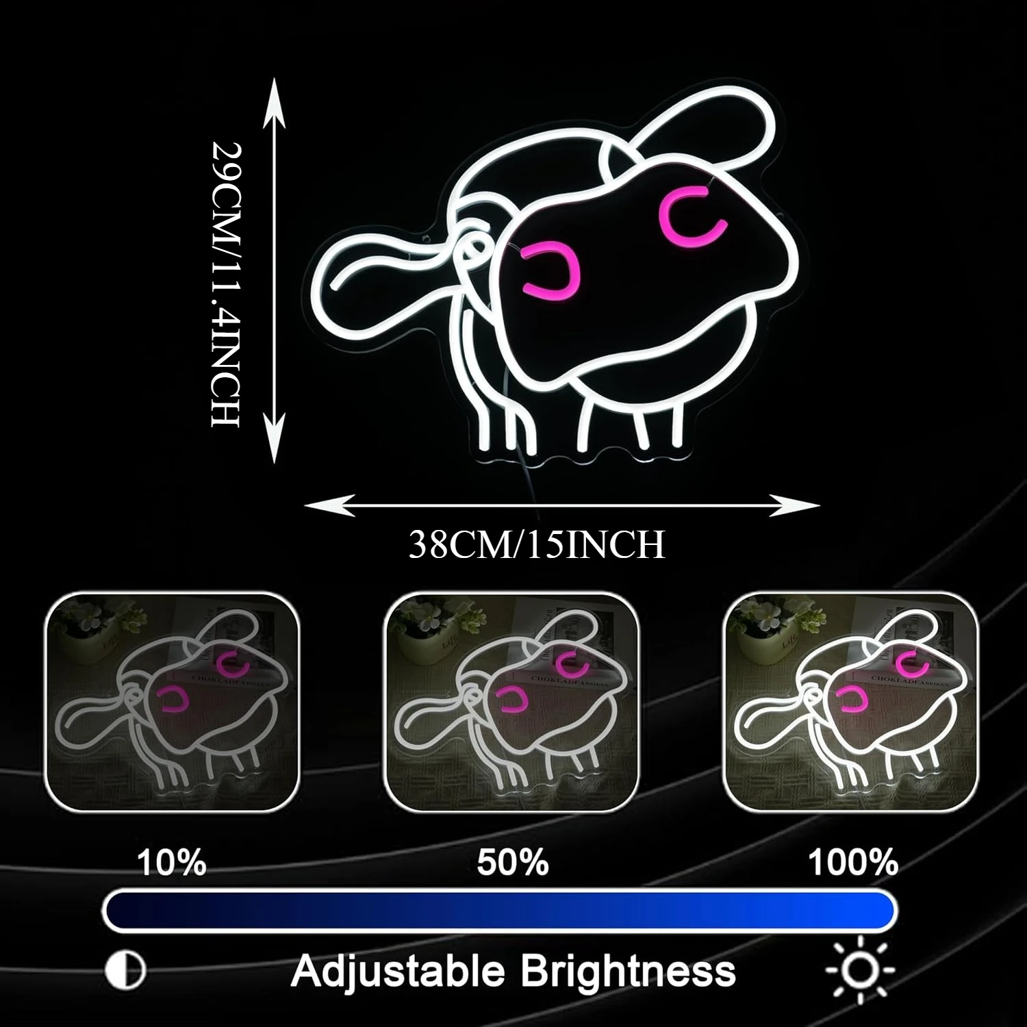 ป้ายไฟนีออนรูปวัว ไฟ LED นีออนรูปสัตว์ ตลกๆ ปรับความสว่างได้ผ่านพอร์ต USB เหมาะสำหรับตกแต่งบ้านสไตล์ฟาร์มเฮาส์ ห้องนอน ห้องนั่งเล่น คาเฟ่ งานปาร์ตี้ บาร์ ของขวัญ