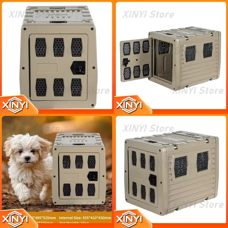 Portable Rotomolded Kennel Cage with Button Closure for Pets Indoor Transport Car Carrier for Pet Consignment Trips