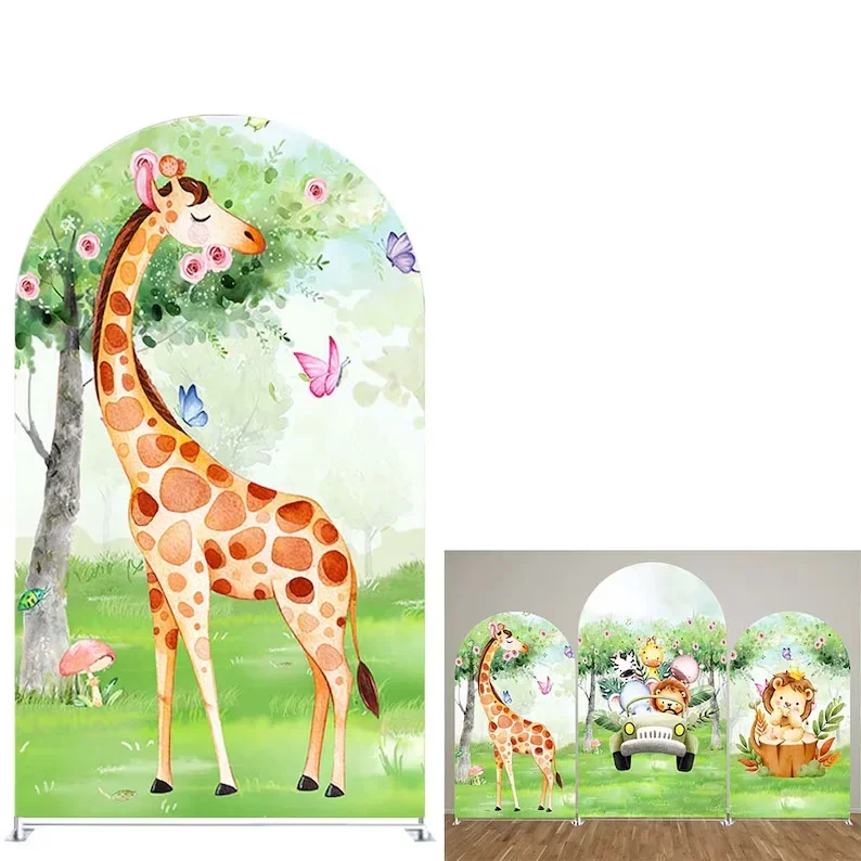 Mehofond Spring Vacation Arch Backdrop Cover Jungle Safari Animals Baby Shower Birthday Party Butterflies Wonderland Decor Photo