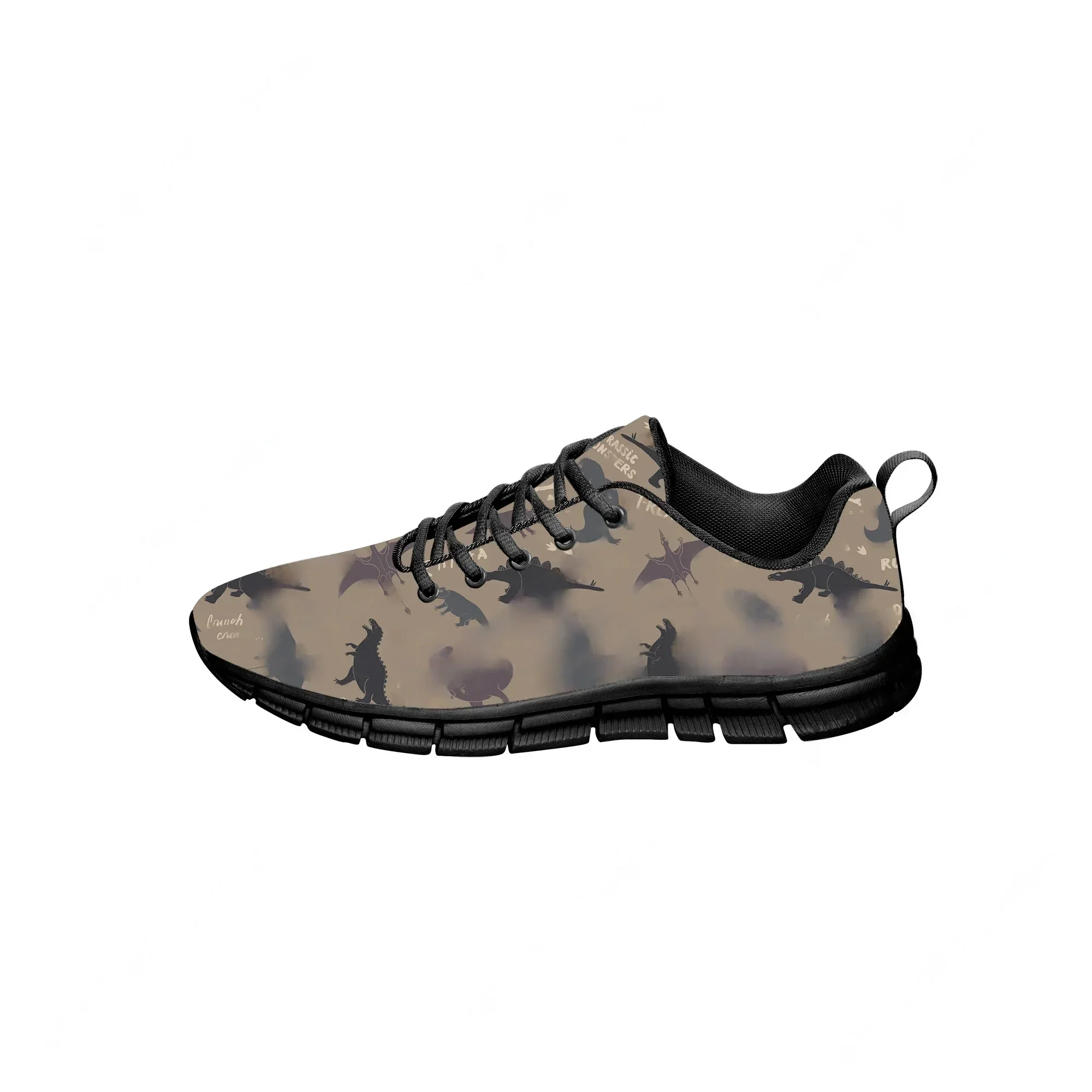 Cartoon Dinosaur Black Sports Shoes Mens Womens Teenager Sneakers Custom High Quality Couple Black Casual Shoe
