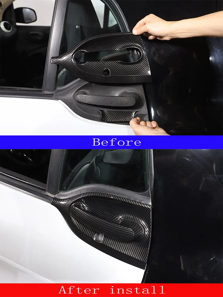 Für Mercedes Smart Fortwo Forfour 453 2016-2021 Kohlefaser Auto-Zubehör Außentürgriff+Türschüssel-Abdeckungsrahmen – Detail 1