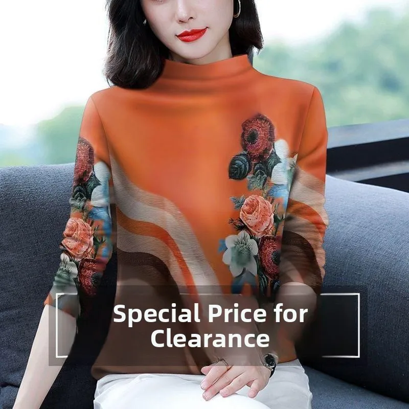 Double-Sided Velvet Self-Heating T-Shirt Women's Autumn Winter Base Layer Shirt Half High Collar Inner Wear Mom's Style Top