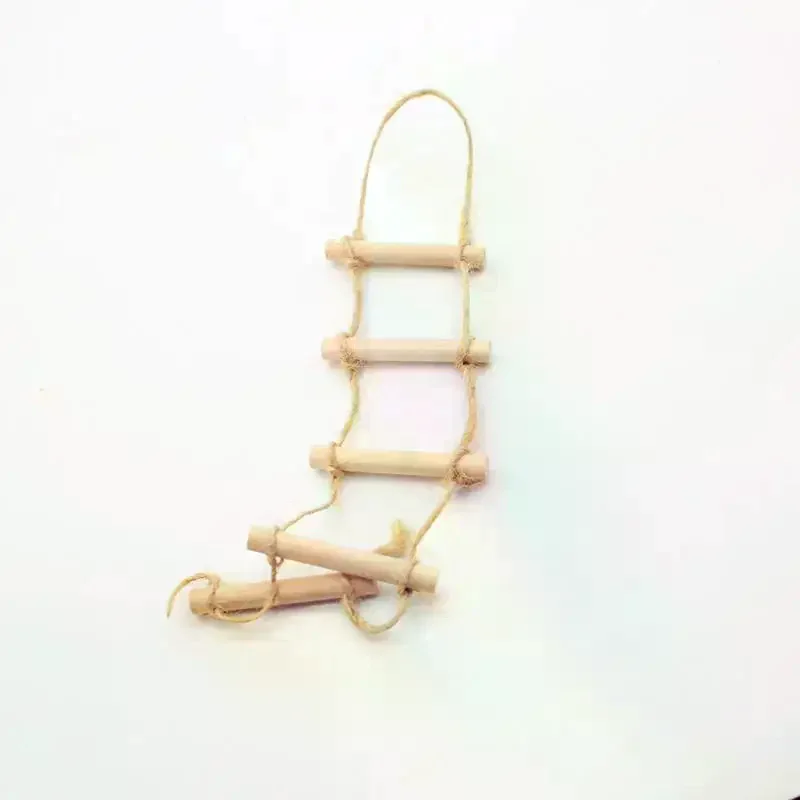 1 szt. Miniaturowa drabinka wisząca z drewna i liny konopnej do domku dla lalek, model do dekoracji domku dla lalek, zabawki do udawania dla dzieci, prezent
