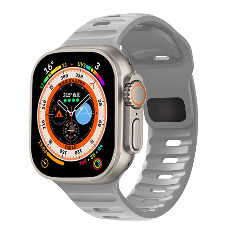 Riem Voor Apple Watch Ultra 2 Band 44Mm 45Mm 41Mm 40Mm 49Mm 42Mm 38Mm Siliconen Correa Armband Iwatch Serie 9 8 7 6 5 4 3 Se