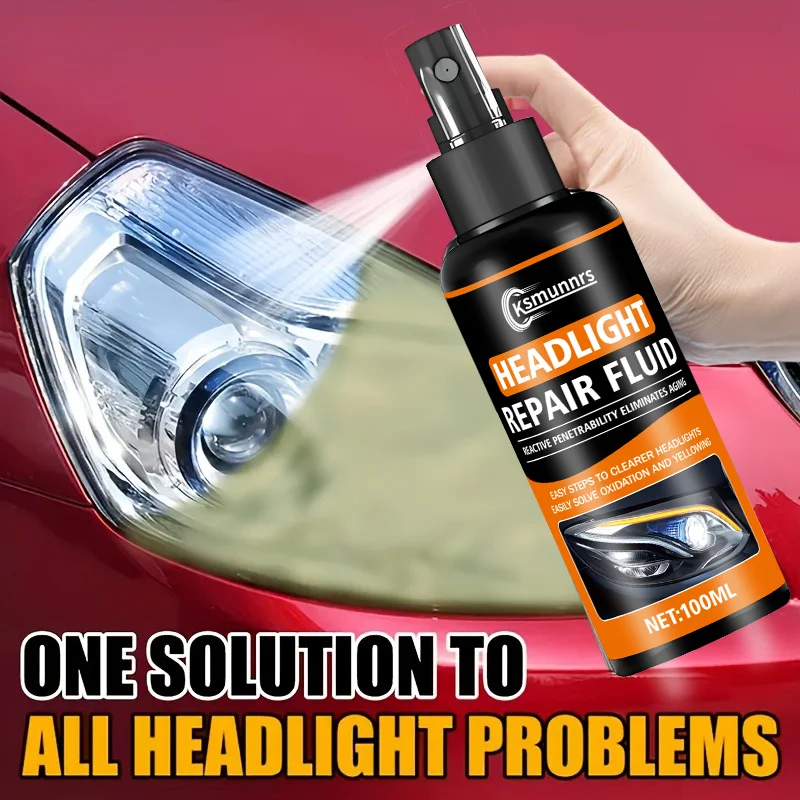 Headlight Repair Spray - Removes Yellow Oxidation, Scratches, Fog, And Haze, Making Headlights Instantly Bright - Suitable for F
