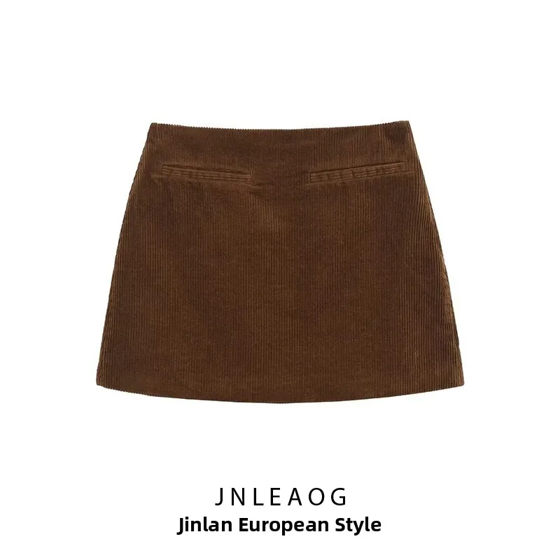 ZAR Jesień Nowa Modna Codzienna Spódnica Sztruksowa Wszechstronna Odzież Damska Design Sensation Uniwersalna Spódnica w Kształcie Litery A