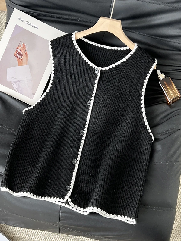 

Цветная блузка с кружевной отделкой, открытый кардиган, свитер, жилет, женский свободный вязаный верх, многослойный корейский модный осень-зима