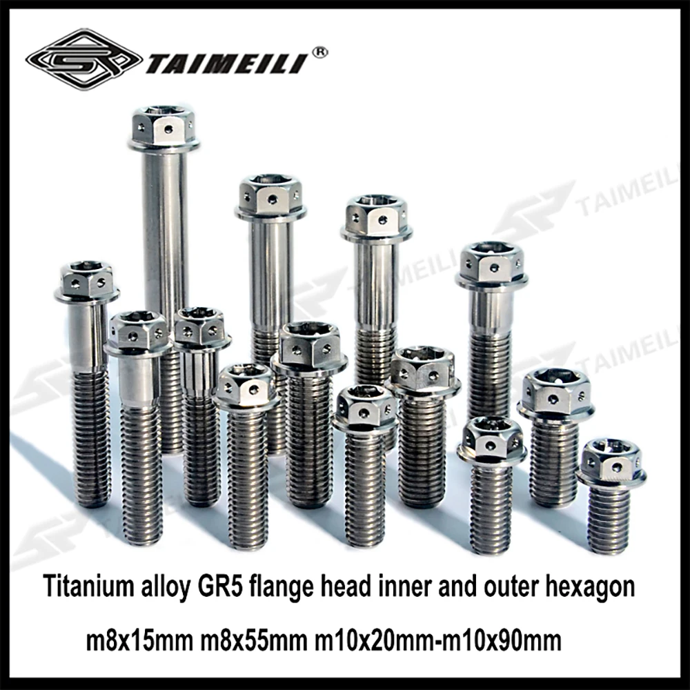 Titanbolzen GR5 Flanschkopf Innen- und Außensechskant M8 M10x20-90mm Motorrad-Umbau-Bolzen Reparatur-Ersatzschraube – Detail 5