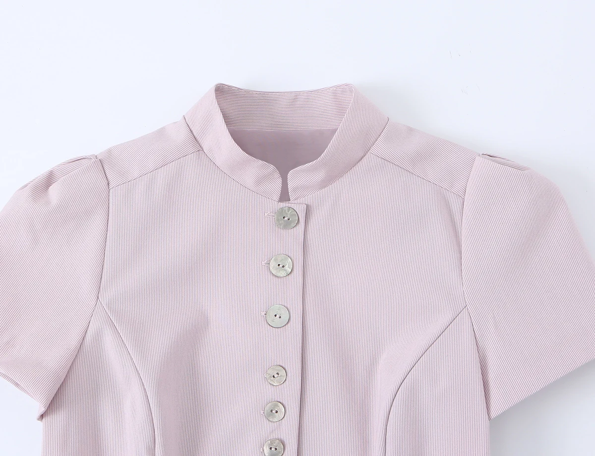 Damen Schickes Freizeit-Slim-Fit Kurzarm-Hemd KONDALA 2026 Sommer Trendiges Einreihiges Oberteil Weibliche High-Street Pendler-Hemden Top – Detail 10