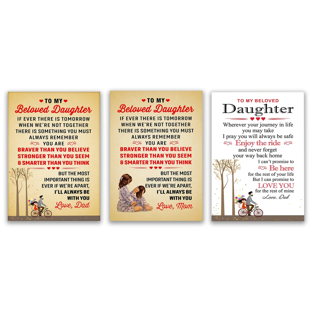 Gifts for Daughter I'll Always Be by Your Side Inspirational Quotes from Mom and Dad for Daughter Art Poster Gifts Home Decor